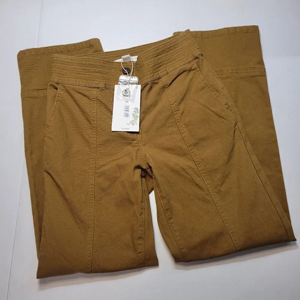 Chelsea & Violet Stretch High Rise Button Fly Front Pants Mustard Chartreuse NEW